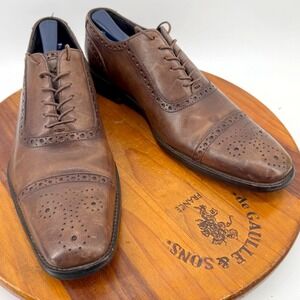 Calibrate Brandon Leather Dress Shoes Brown 8.5 Cap Toe Brogue Oxford Heritage
